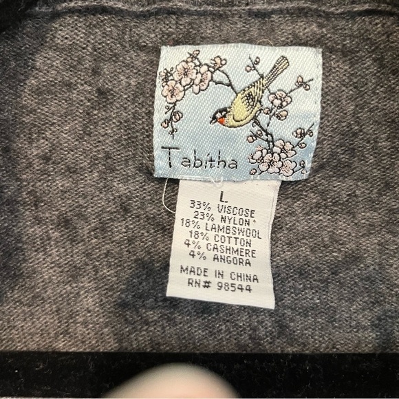 Anthropologie Tabitha Gray Knit Ruffle Cashmere Blend Cardigan Sweater - Picture 6 of 10